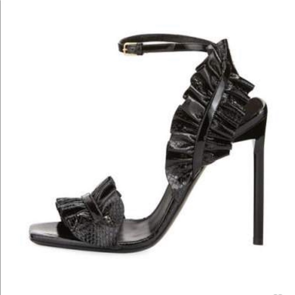 Yves Saint Laurent Shoes - NIB YSL Ruffle Snakeskin Sandals Size 6.5 36.5